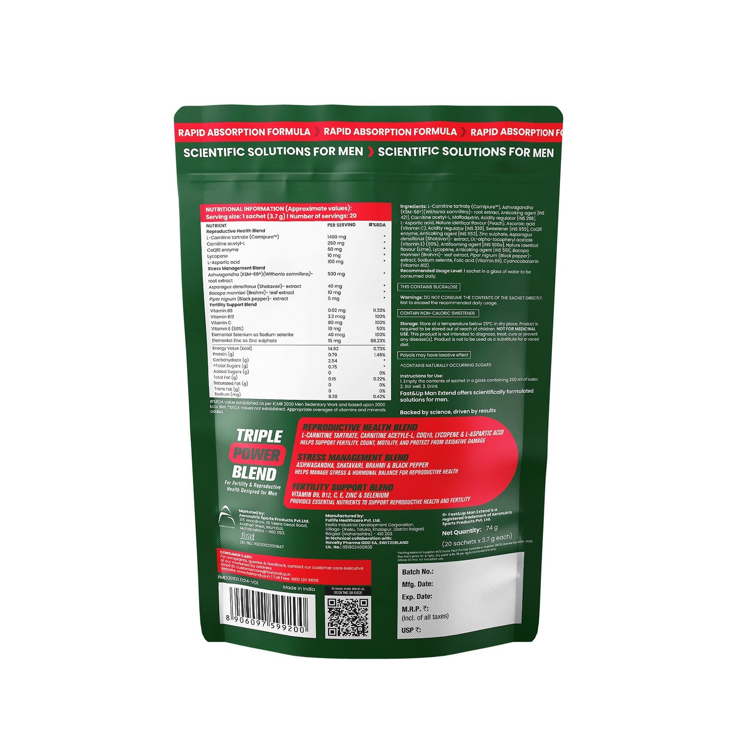Fast&Up Man Extend Fertility-X : Advanced Male Fertilty and Reproductive Health - Peach