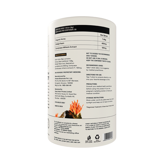 Ace Blend TRUBLK Shilajit Sticks, With Over 75% Fulvic Acid & 80+ Trace Minerals (30 Servings)