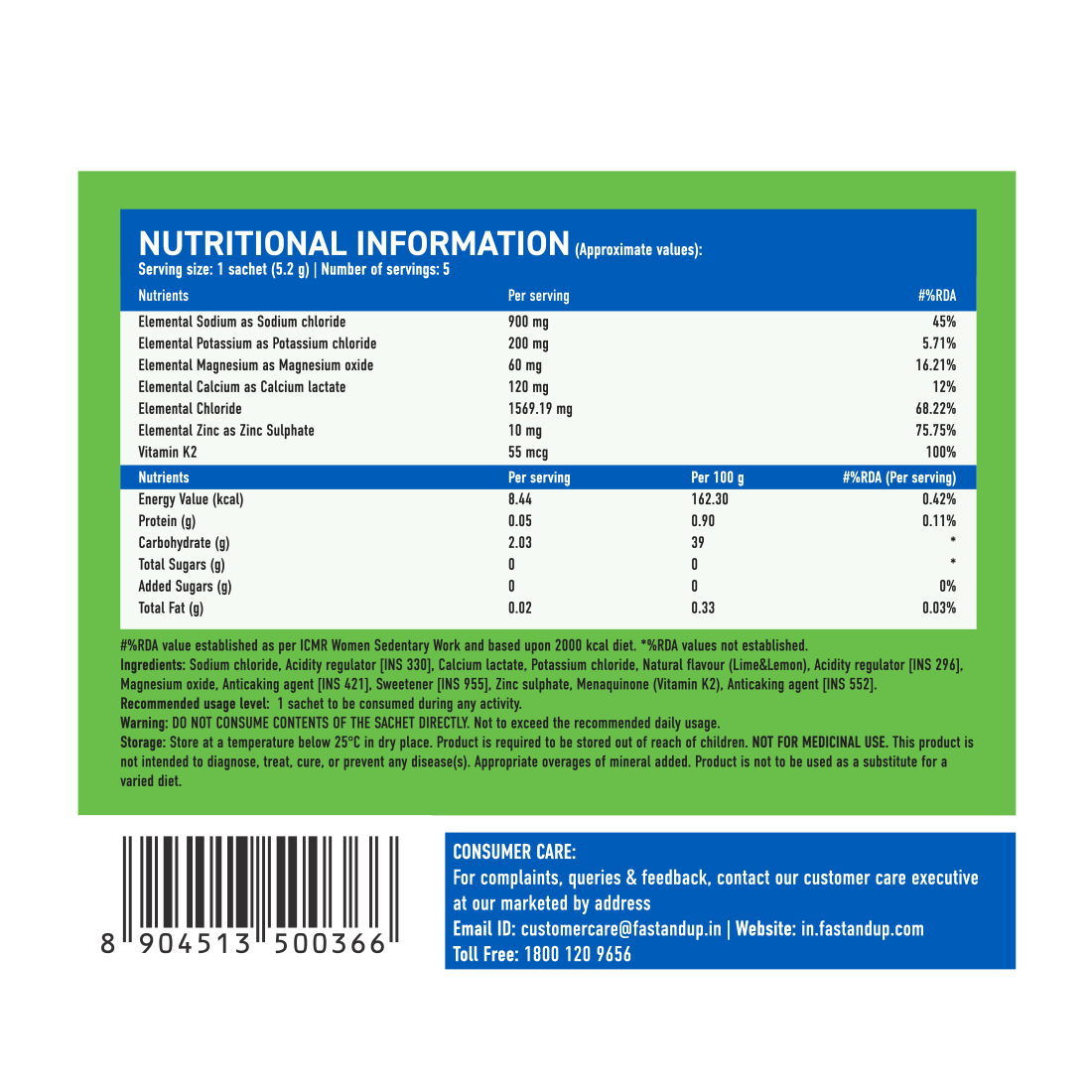 Fast&Up Reload Salts + High Sodium Electrolyte Mix - Lemonade 5's