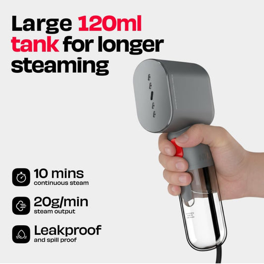 NUUK STROM GO V2 Portable Travel Garment Steamer | Ultra-Compact & Lightweight Design | Includes Heat-Resistant Travel Pouch | Vertical & Horizontal Steam Use | 20 g/min Steam Output | Heats Up in 30 Seconds