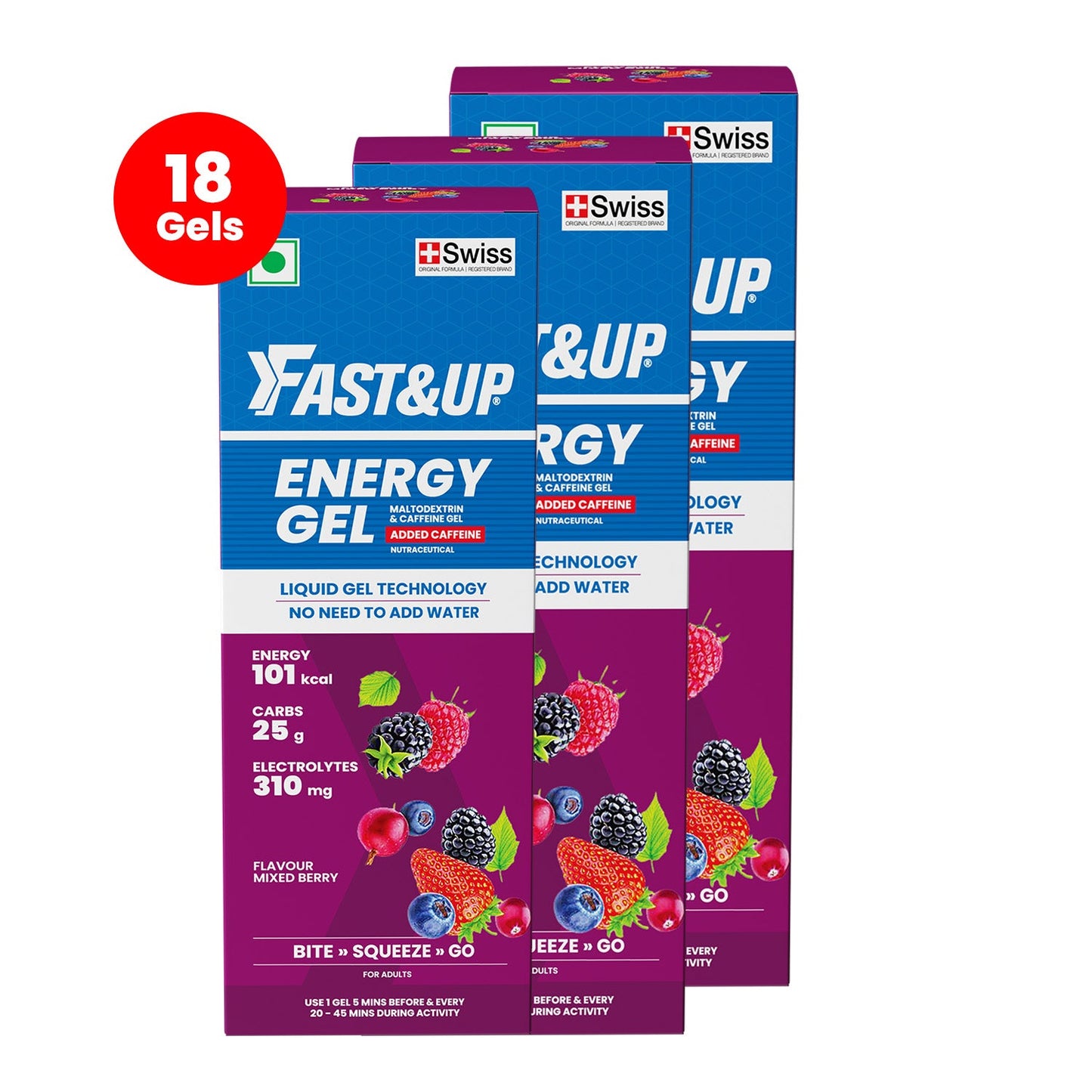 Fast&Up Energy Gel - Caffeinated - Mixed Berry