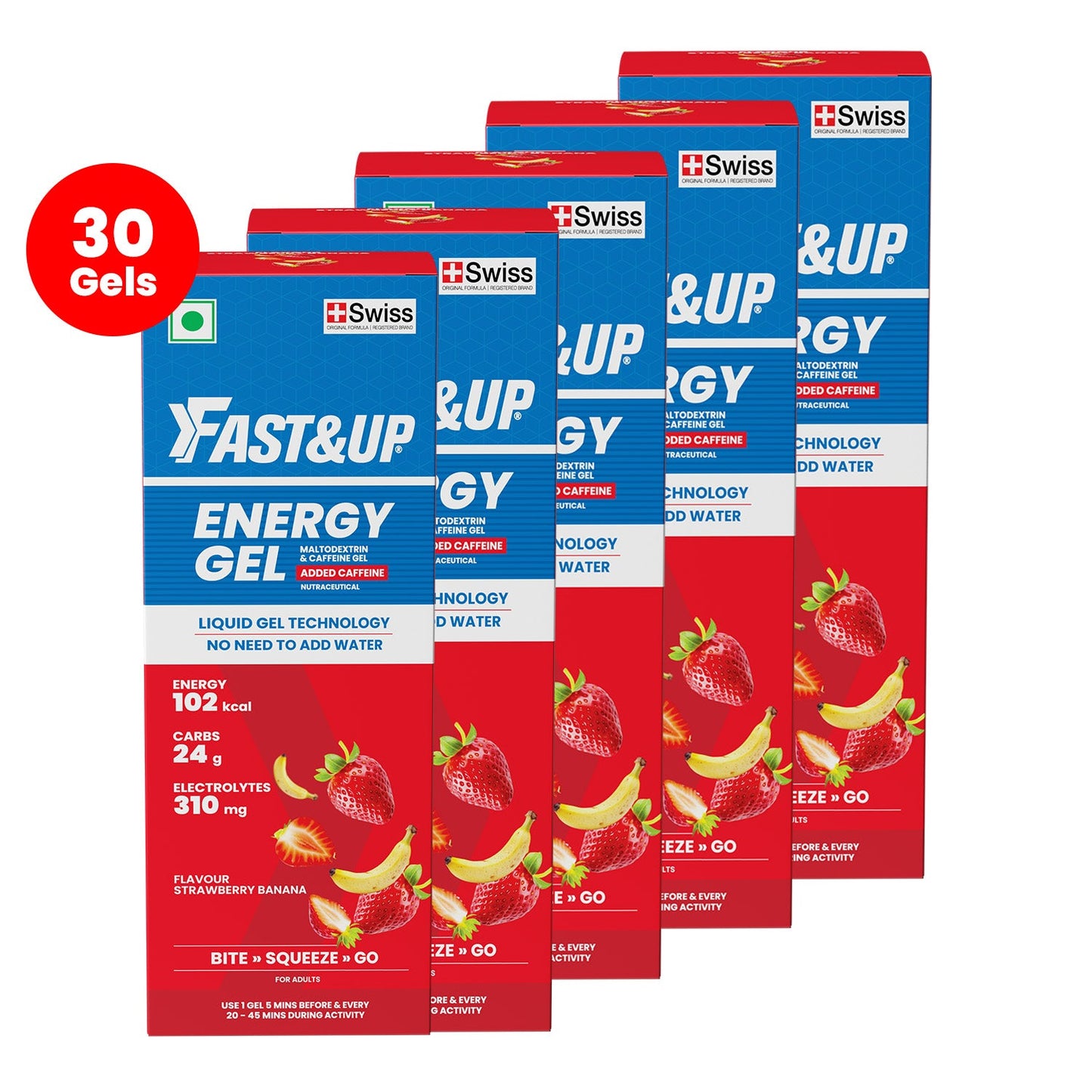 Fast&Up Energy Gel - Caffeinated - Strawberry Banana