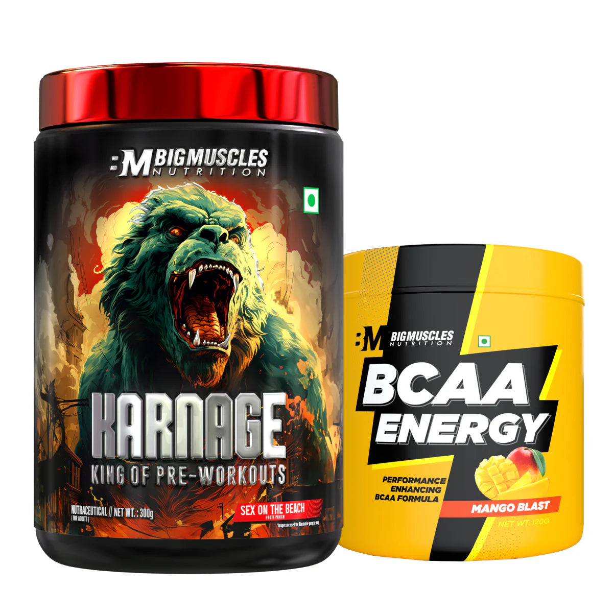 Big Muscles Karnage 300g+ BCAA Energy Mango 120g
