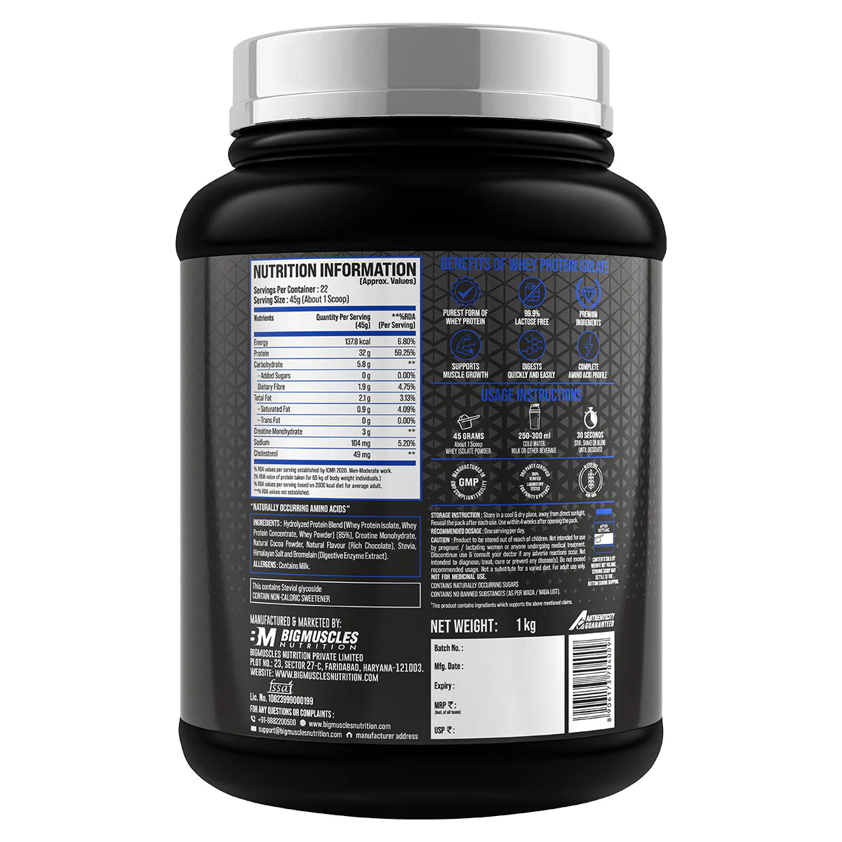 Big Muscles Nitra Edge | Clean Protein 1kg Rich Chocolate