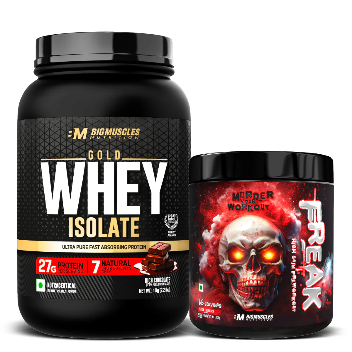 Big Muscles GOLD WHEY ISOLATE 1kg + FREAK (16 servings)