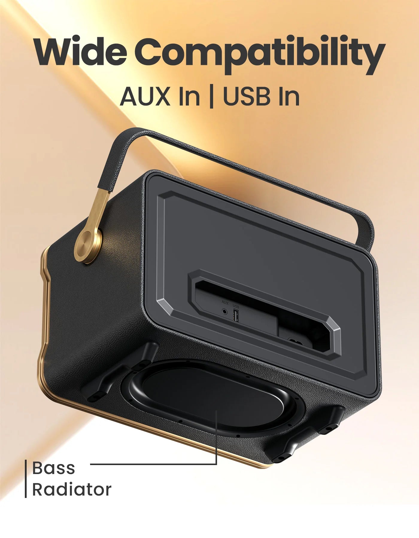 Portonics HARMONY
Bass Boost Technology | Bass/Treble Adjustment | 2.1 Channel | Leather Finish Black & Gold