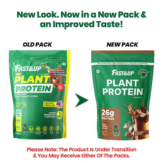 Fast&Up Plant Protein Rich Chocolate - 1kg pouch+ Plant Protein Cookies Cream- 1kg Pouch