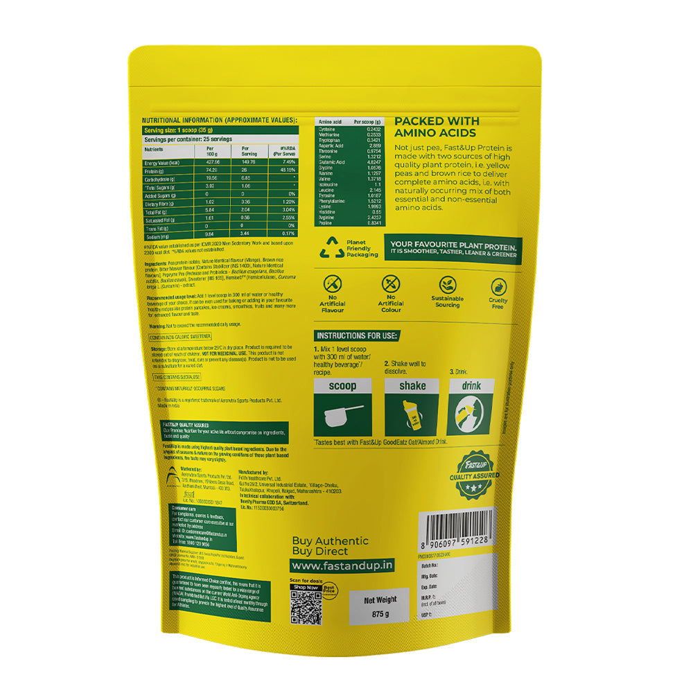 Fast&Up Plant Protein - Alphonso Mango - 25 Servings