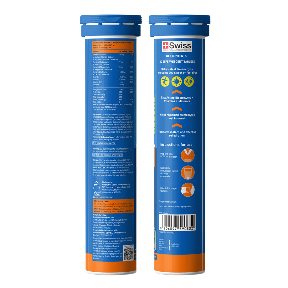Fast&Up Reload - Low Sugar Instant Hydration Drink - Orange