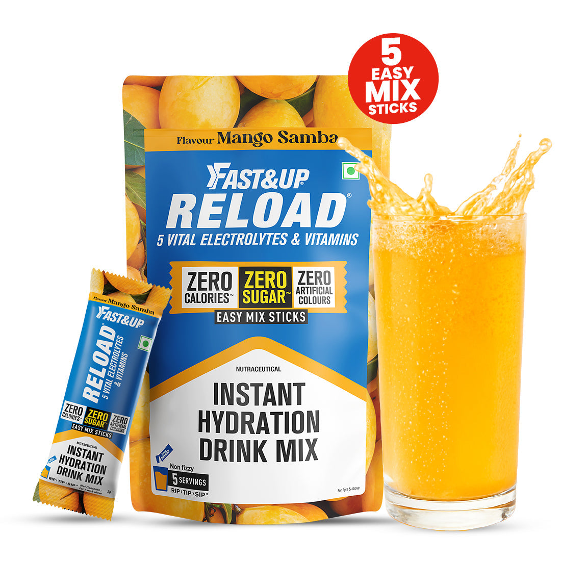 Fast&Up Reload Zero Sugar Instant Hydration Sticks- Mango Samba