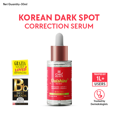 Fast&Up Outshine Korean Face Serum – Fades Dark Spots & Brightens Skin with Glutathione, Niacinamide & Vitamin C
