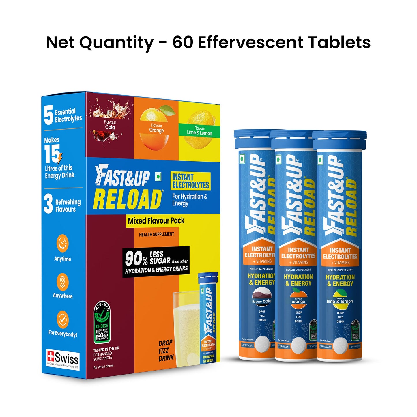 Fast&Up Reload Assorted 3's- Lime and Lemon + Orange + Cola