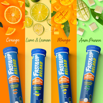 Fast&Up Reload Tropical Blast: Orange, Lime & Lemon, Mango, and Aam Panna