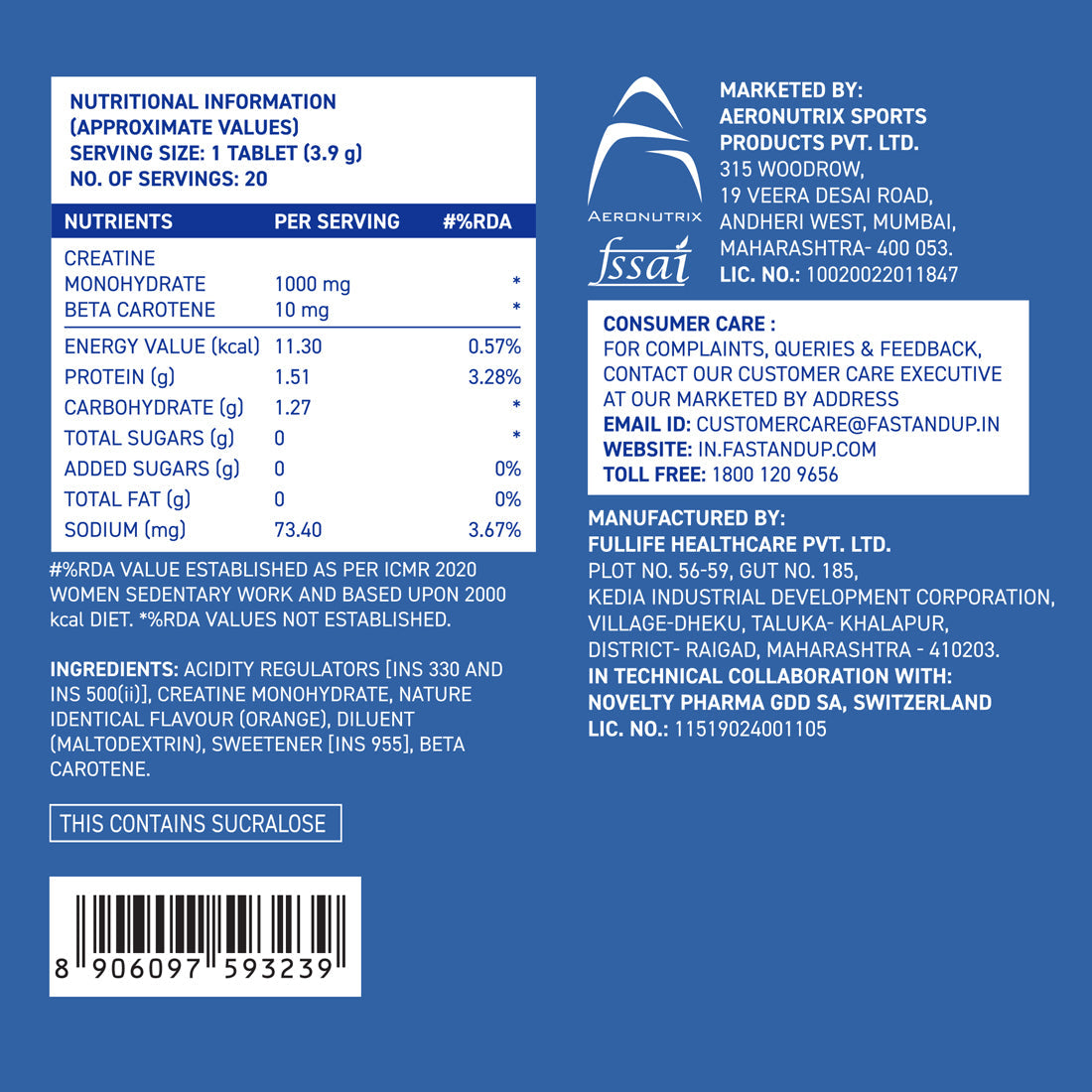 Fast&Up Creatine Rapid Effervescent - Orange Flavour