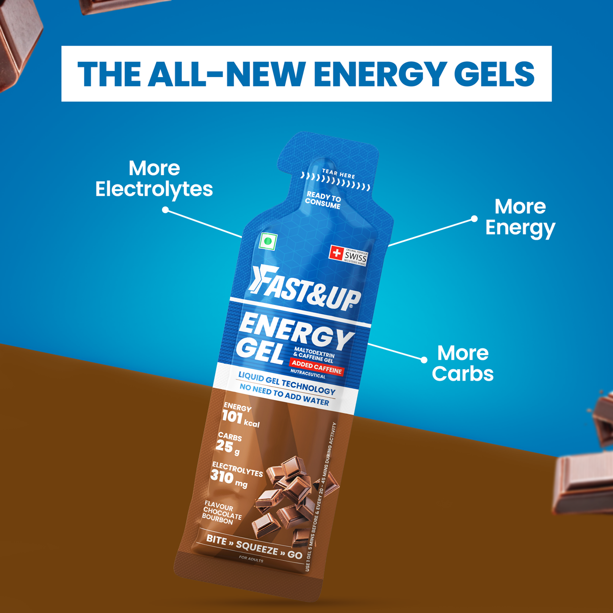 Fast&Up Energy Gel - Caffeinated - Chocolate Bourbon