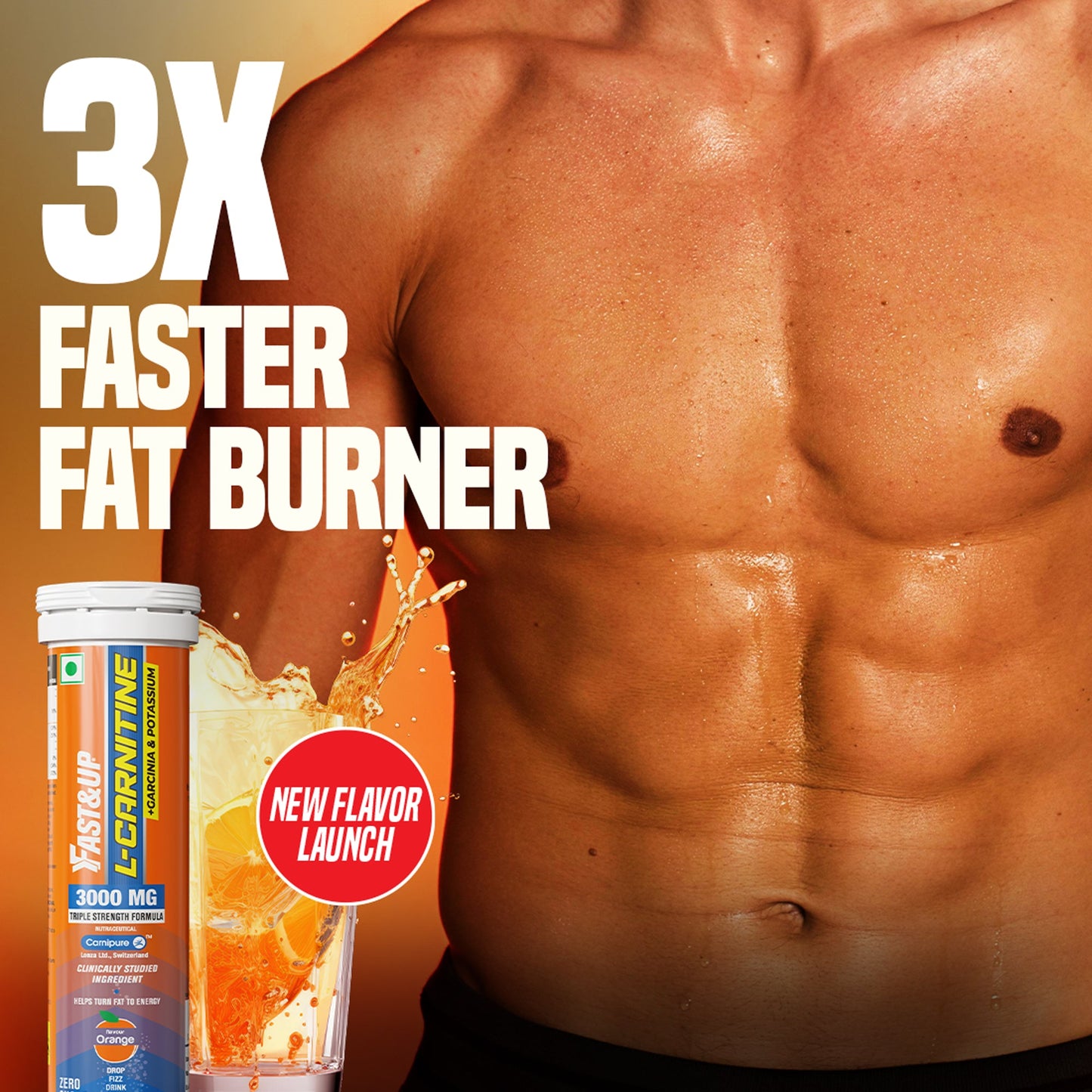 Fast&Up L-Carnitine 3000mg for Weight Loss - Orange