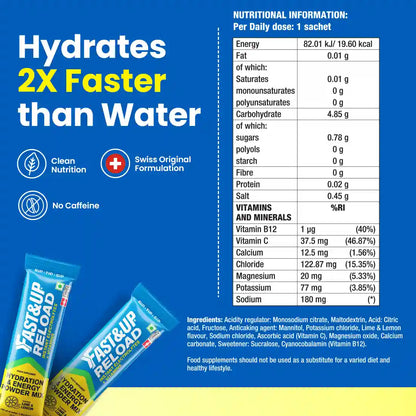 Fast&Up Reload - Low Sugar Instant Hydration Sticks - Lime & Lemon