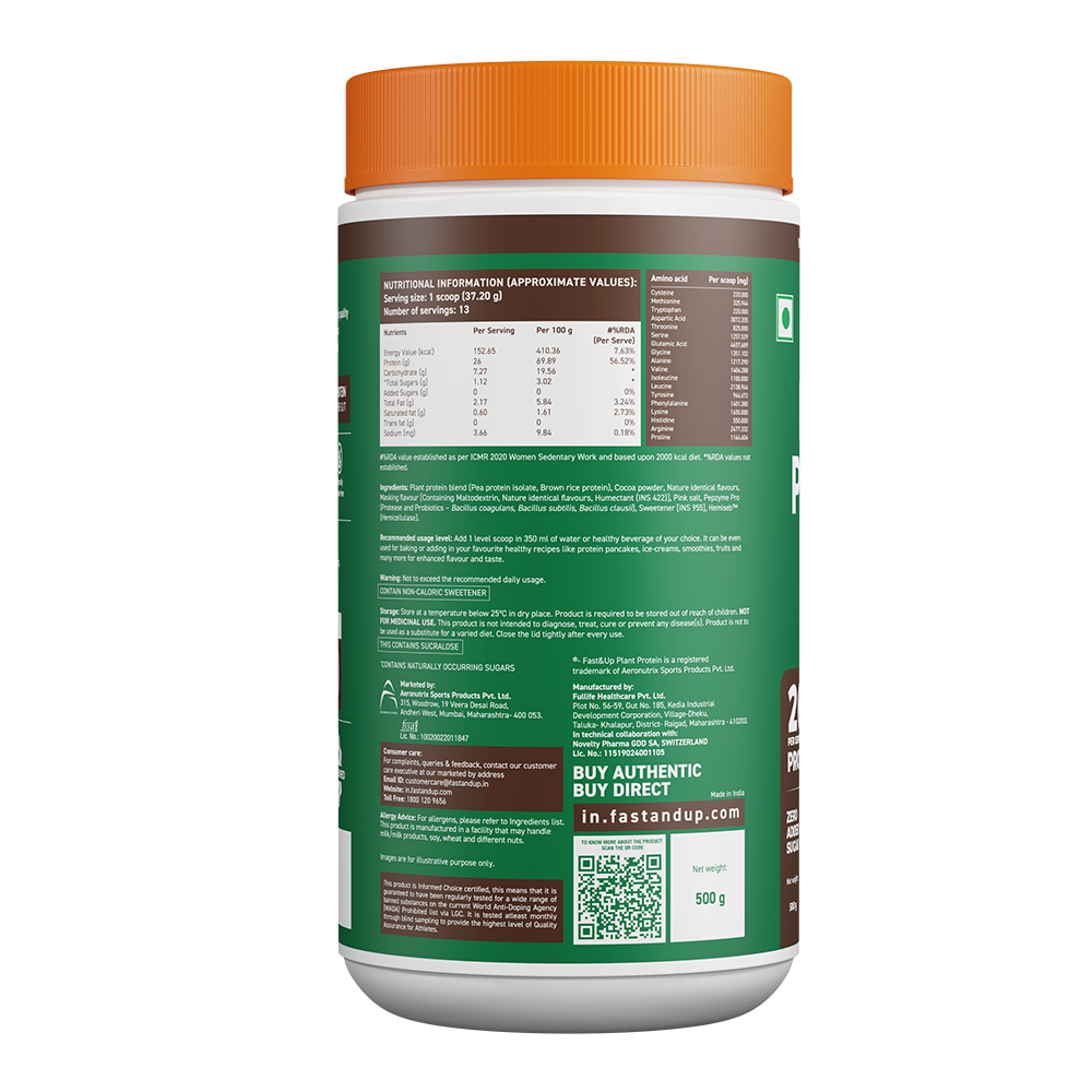 Fast&Up Plant Protein - Cappuccino - 1kg (Pack of 2)