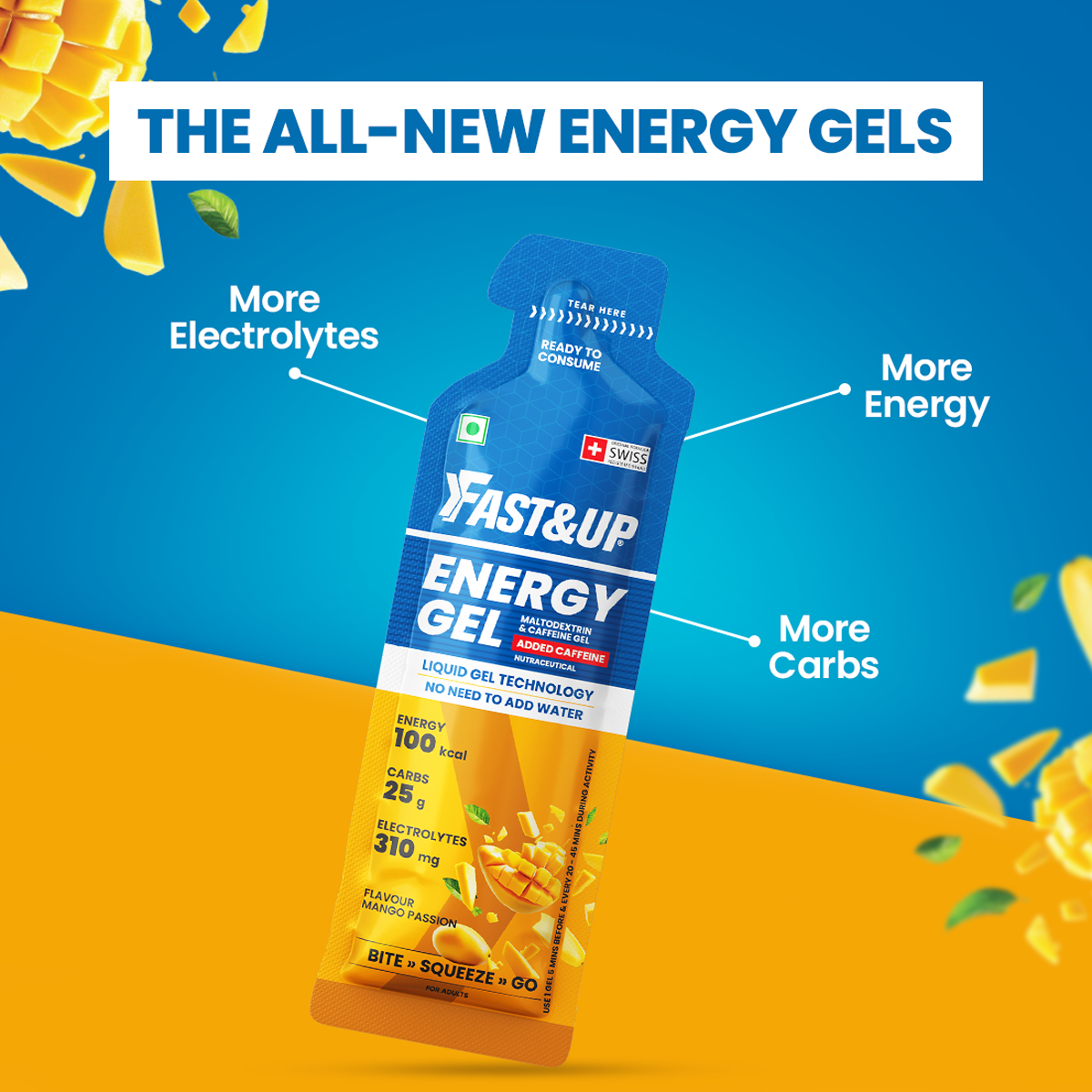 Fast&Up Energy Gel- Caffeinated- Mango Passion