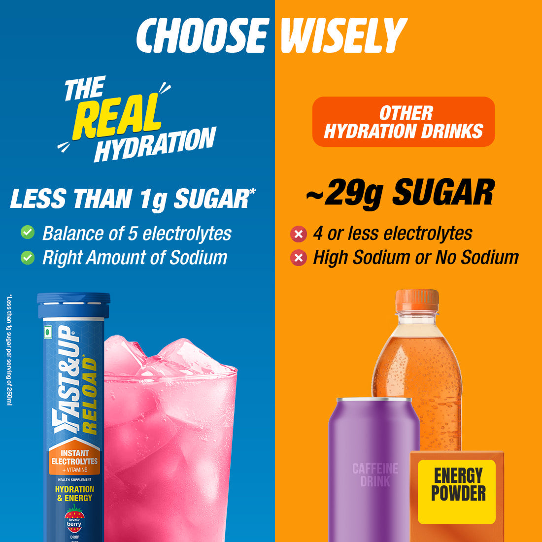 Fast&Up Reload Low Sugar Instant Hydration Drink - Berry