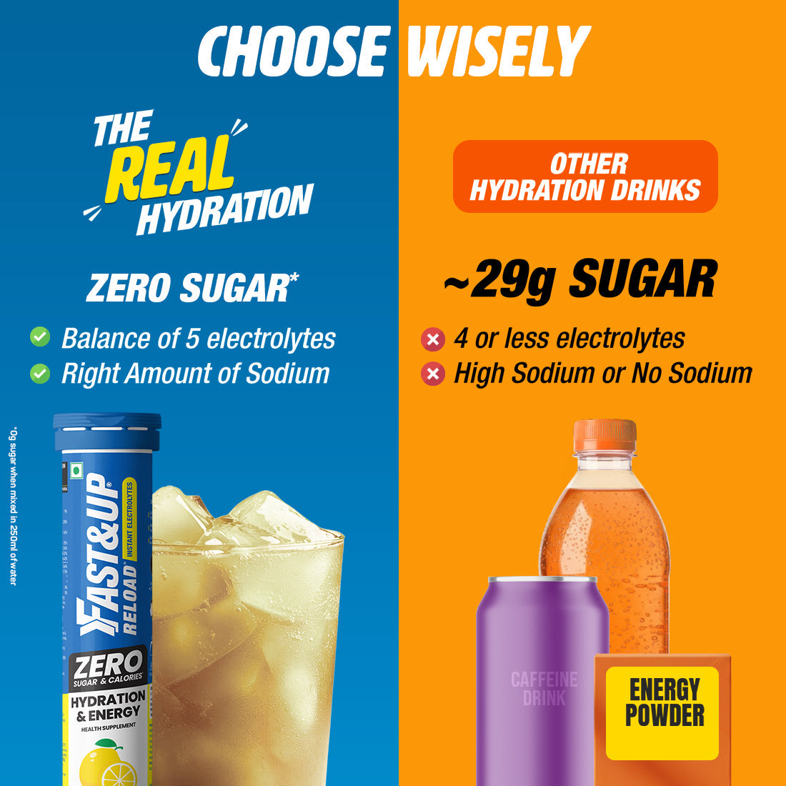 Fast&Up Reload Zero Instant Hydration Drink - Lime and Lemon - Single