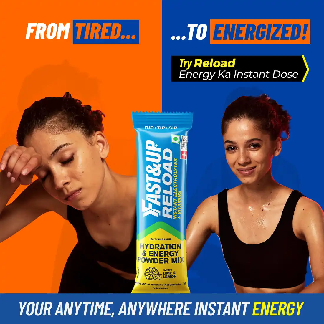 Fast&Up Reload - Low Sugar Instant Hydration Sticks - Lime & Lemon
