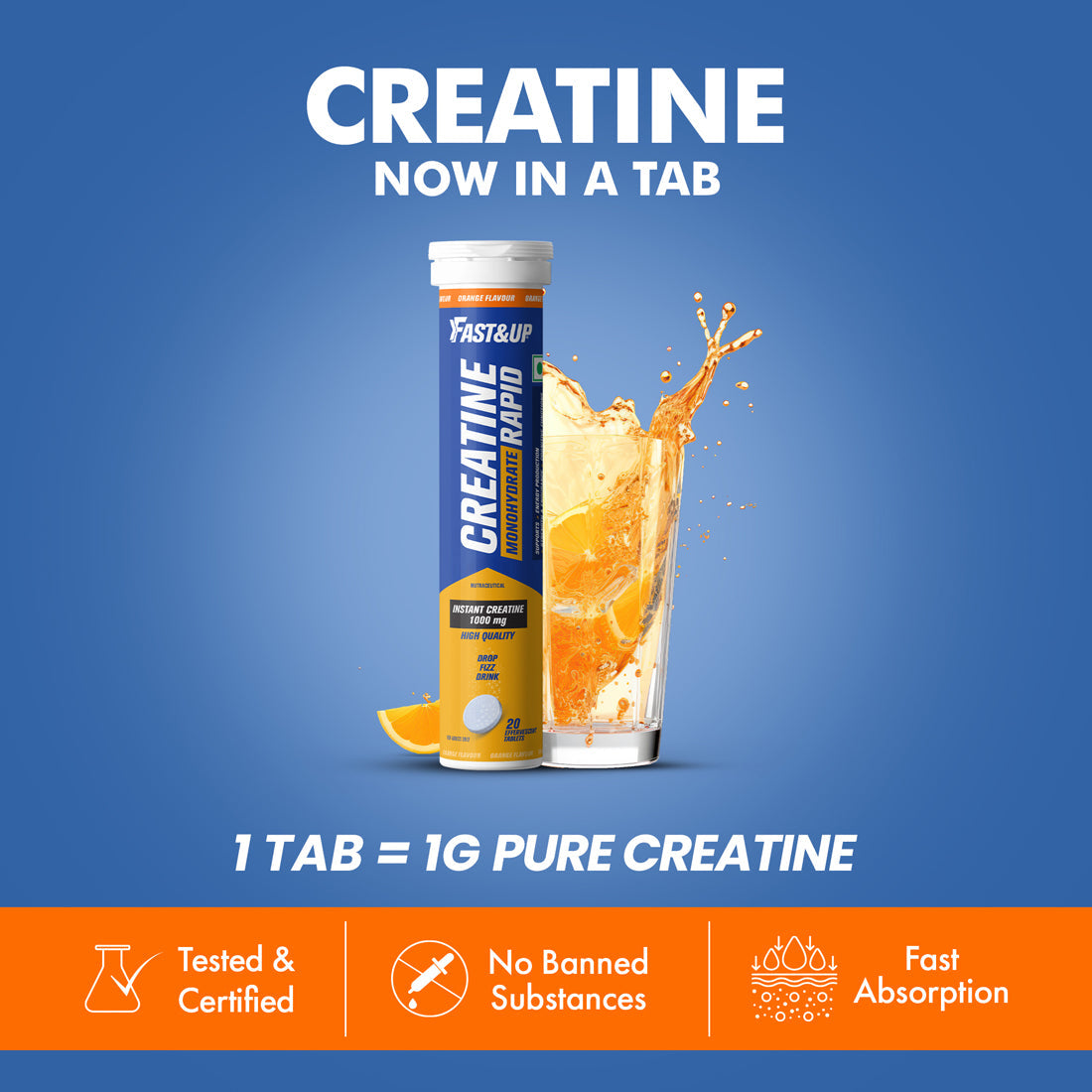Fast&Up Creatine Rapid Effervescent - Orange Flavour