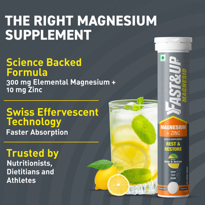 Fast&Up Daily Magnesium for Sleep, Stress & Muscle Recovery - Lime & Lemon