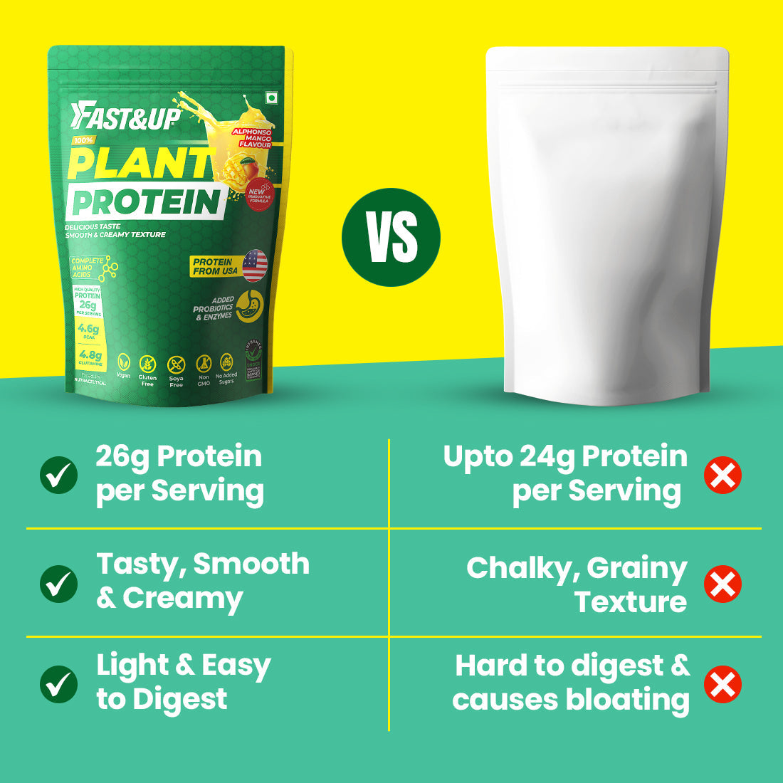Fast&Up Plant Protein - Alphonso Mango - 25 Servings