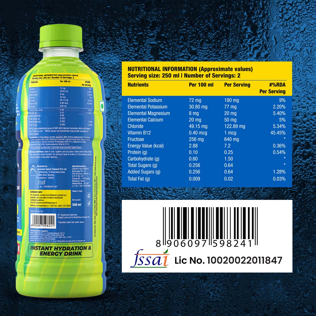 Fast&Up Reload Ready To Drink - 500 ml - Lemon Blast