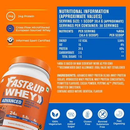 Fast&Up Whey Advanced - Isolate + Hydrolyzed Whey - Rich Chocolate