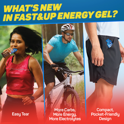 Fast&Up Energy Gel Strawberry Banana Caffeinated 39g Pack of 6 + Energy Gel Mango Passion Caffeinated 39g Pack of 6
