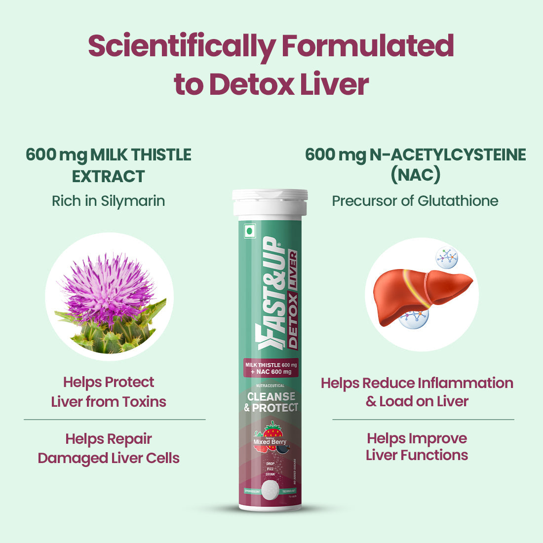 Fast&Up Daily Liver Cleanser with Milk Thistle + NAC - Mixed Berry