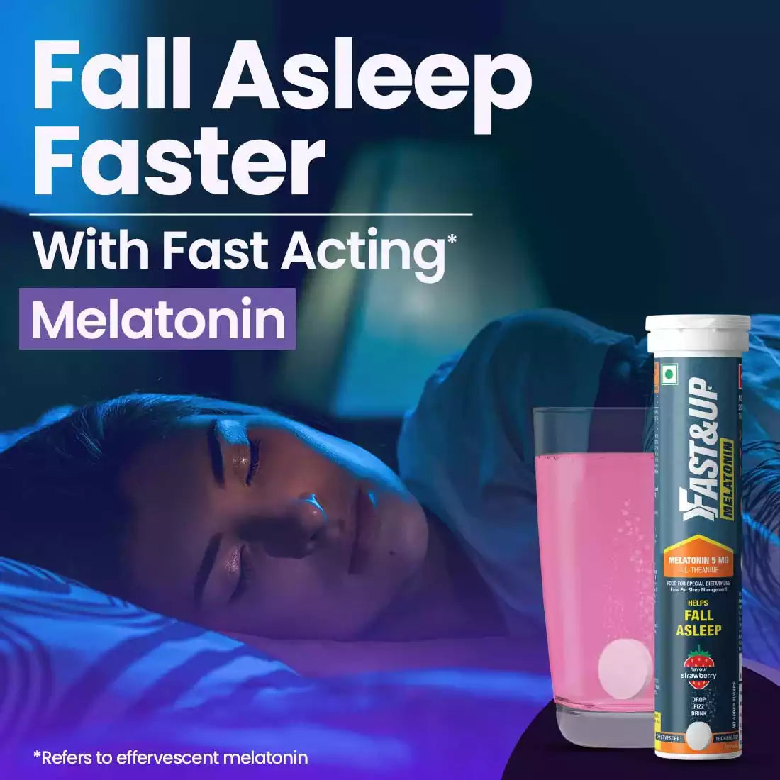 Fast&Up Fastest Acting 5 mg Melatonin with No Added Sugar - Strawberry