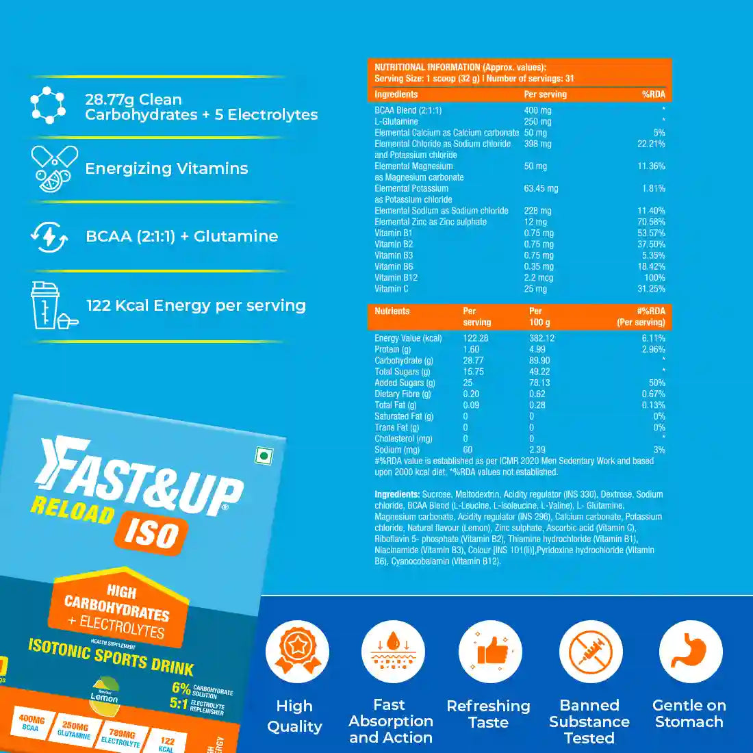 Fast&Up Reload ISO Lemon - Pack of 1