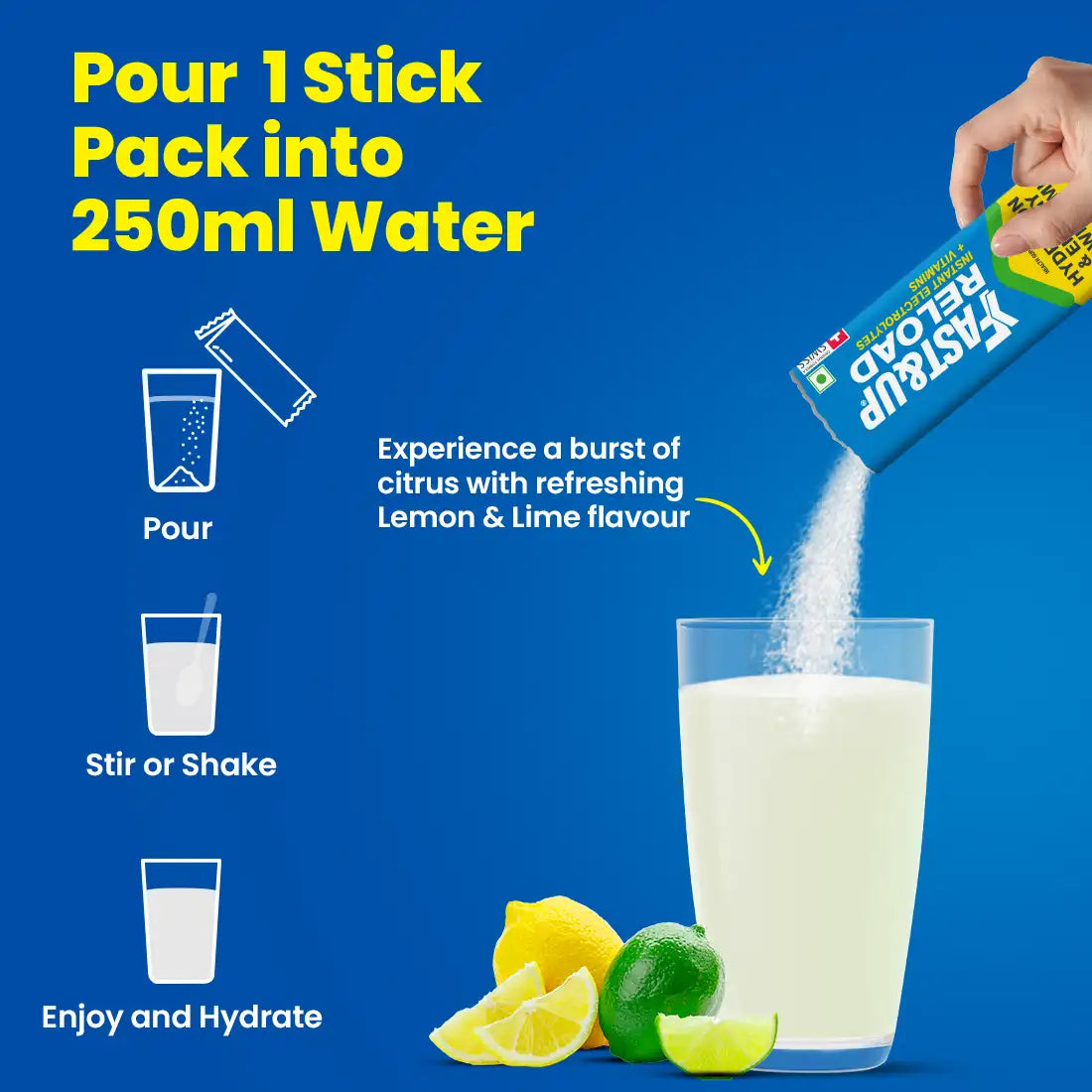 Fast&Up Reload - Low Sugar Instant Hydration Sticks - Lime & Lemon