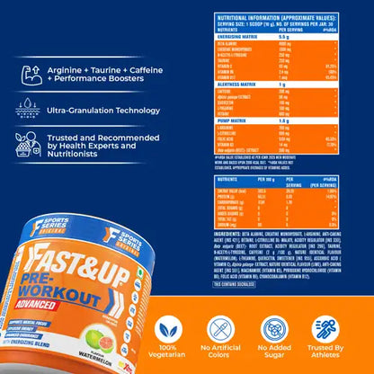 Fast&Up Pre Workout - Watermelon Flavour - 30 Servings