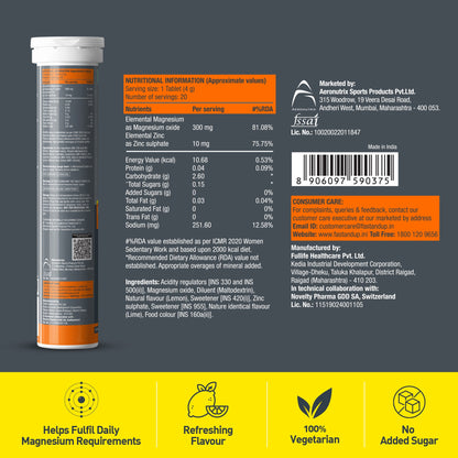 Fast&Up Daily Magnesium for Sleep, Stress & Muscle Recovery - Lime & Lemon