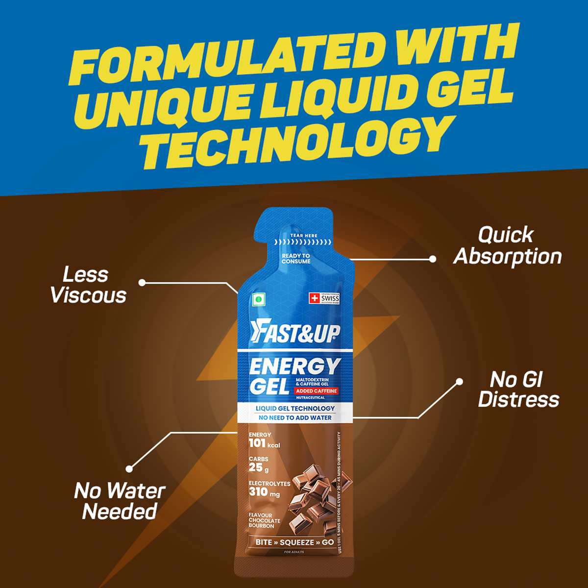 Fast&Up Energy Gel - Caffeinated - Chocolate Bourbon