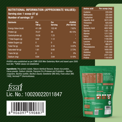 Fast&Up Plant Protein Rich Chocolate - 1kg pouch+ Plant Protein Cookies Cream- 1kg Pouch