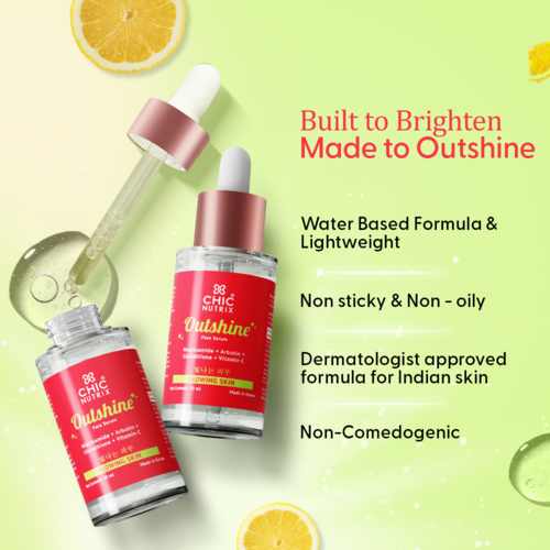 Fast&Up Outshine Korean Face Serum – Fades Dark Spots & Brightens Skin with Glutathione, Niacinamide & Vitamin C
