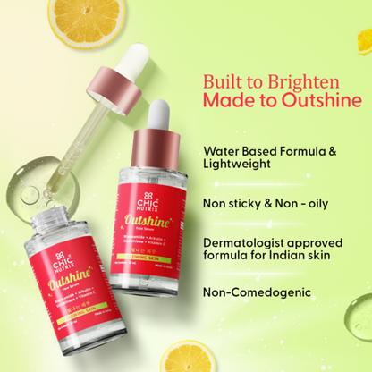 Fast&Up Outshine Korean Face Serum – Fades Dark Spots & Brightens Skin with Glutathione, Niacinamide & Vitamin C