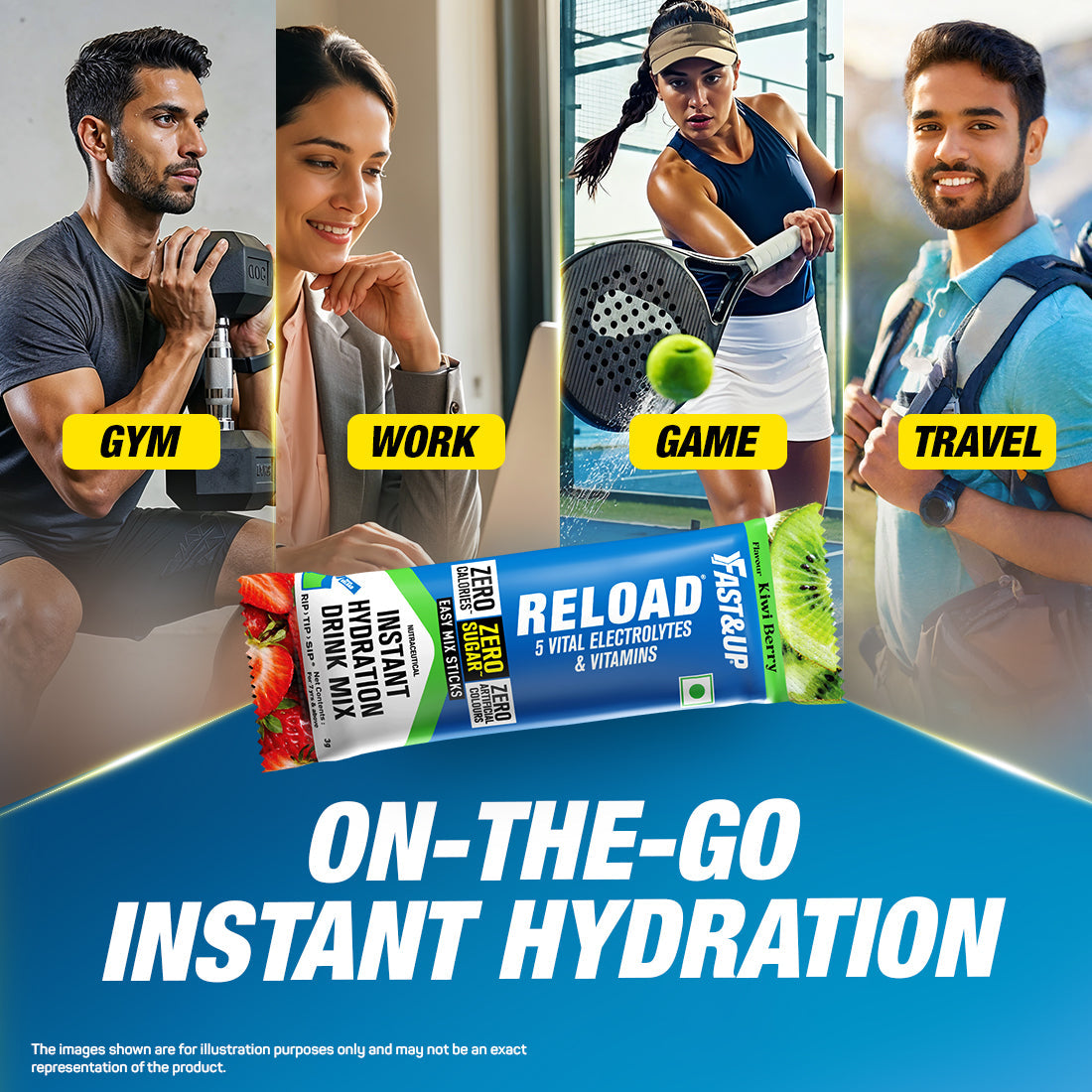 Fast&Up Reload Zero Sugar Instant Hydration Sticks- Kiwi Berry