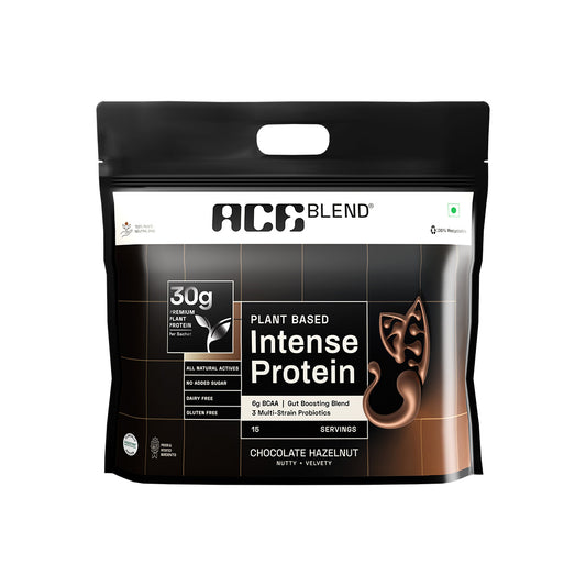 Ace Blend Intense 30G Plant Protein, Muscle Growth, No Added Sugar, Chocolate Hazelnut (15 Servings)