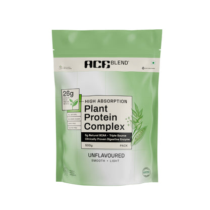 Ace Blend Unflavoured Plant Protein Triple Complex, 26G Protein per Serving, Gut Friendly | 500 g