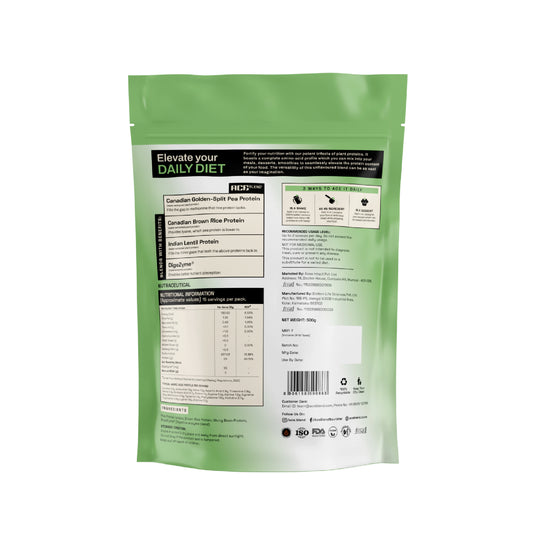 Ace Blend Unflavoured Plant Protein Triple Complex, 26G Protein per Serving, Gut Friendly | 500 g