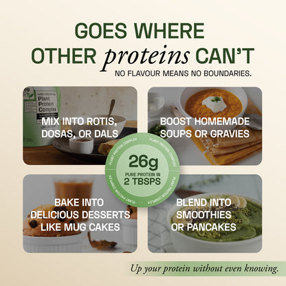 Ace Blend Unflavoured Plant Protein Triple Complex, 26G Protein per Serving, Gut Friendly | 500 g