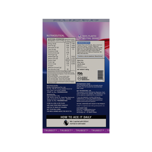 Ace Blend Hydro Hype, Natural Beetroot Extract with Vitamins & Minerals | Java Plum (5 Sachets)