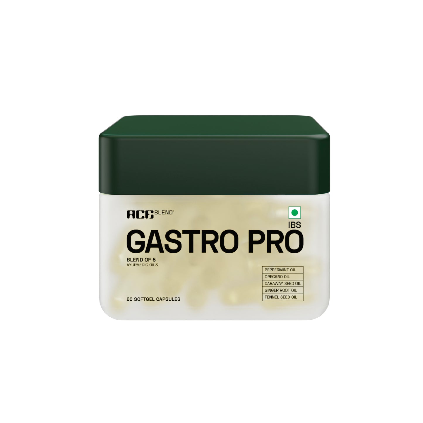 Ace Blend IBS Gastro Pro, With 5 Ayurvedic Gut-Healing Oils, Relieves Bloating & Gas (60 Softgels)
