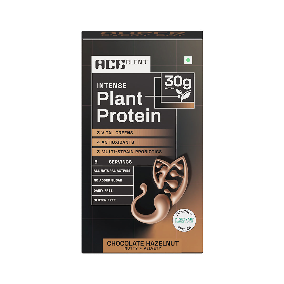 Ace Blend Intense 30G Plant Protein, Muscle Growth, No Added Sugar, Chocolate Hazelnut (5 Servings)